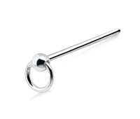 Ball Ring Shaped Silver Straight Nose Stud NSKA-45
